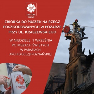 Zbiórka w kościołach Archidiecezji Poznańskiej na rzecz poszkodowanych w pożarze na ul. Kraszewskiego w Poznaniu